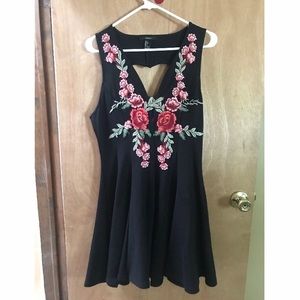 Rose embroidery cocktail dress